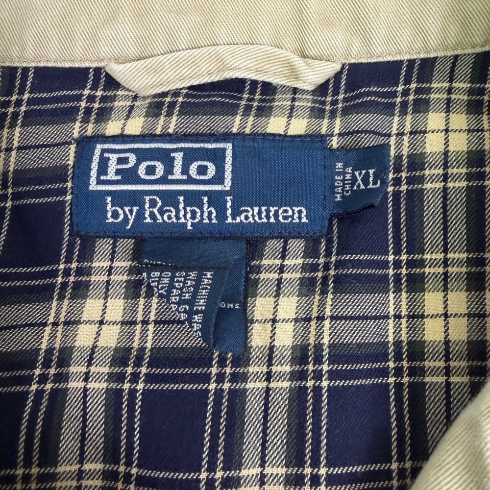 Polo Ralph Lauren Mens XL Harrington Jacket Tan Khaki Plaid Lined Cotton Twill - Picture 4 of 14